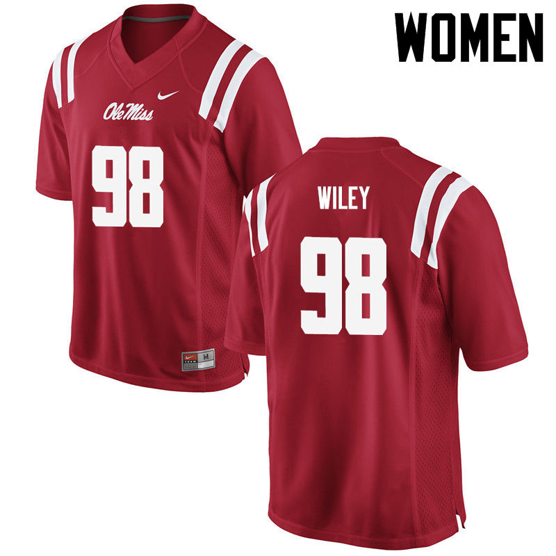 Charles Wiley Ole Miss Rebels NCAA Women's Red #98 Stitched Limited College Football Jersey ZEN0258HJ